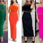 Singlet long Dress with feathers